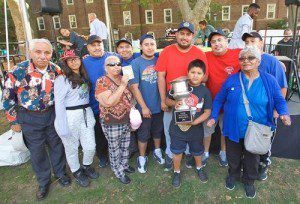 The Soriano family of Tacos el Rancho in Sunset Park, Brooklyn, 2016 Vendy Cup winners. Pictured with Street Vendor Project Leadership Board member, Heleadora Vivar (far right). Photo credit: Clay Williams