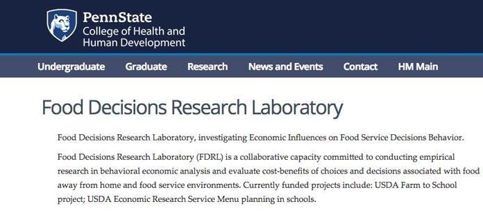 Penn State Food Decisions Research Laboratory - Foodservice Ethics