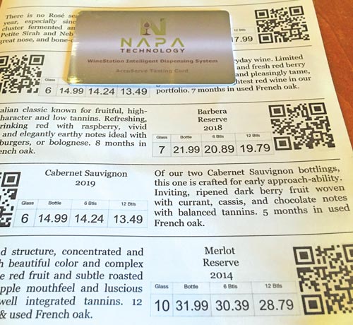 QR Code Menu Technology Napa Wine Station