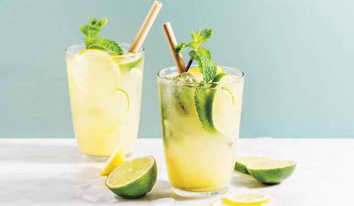 plant based cocktail lime mint