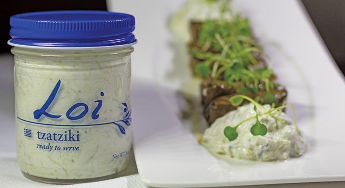 Maria Loi’s full line of Loi branded products from Greece and Europe for restaurants, retail, and foodservice features tzatziki