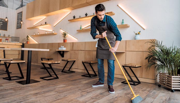 restaurant-worker apron floor sweep 80/20/30 rule
