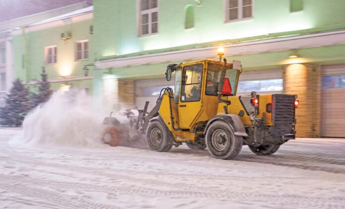 winter weather snowblower tractor snow