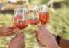 spring beverage industry clinking wine glasses