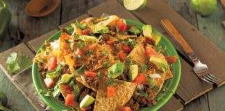 hot and fresh loaded beef cheese nachos