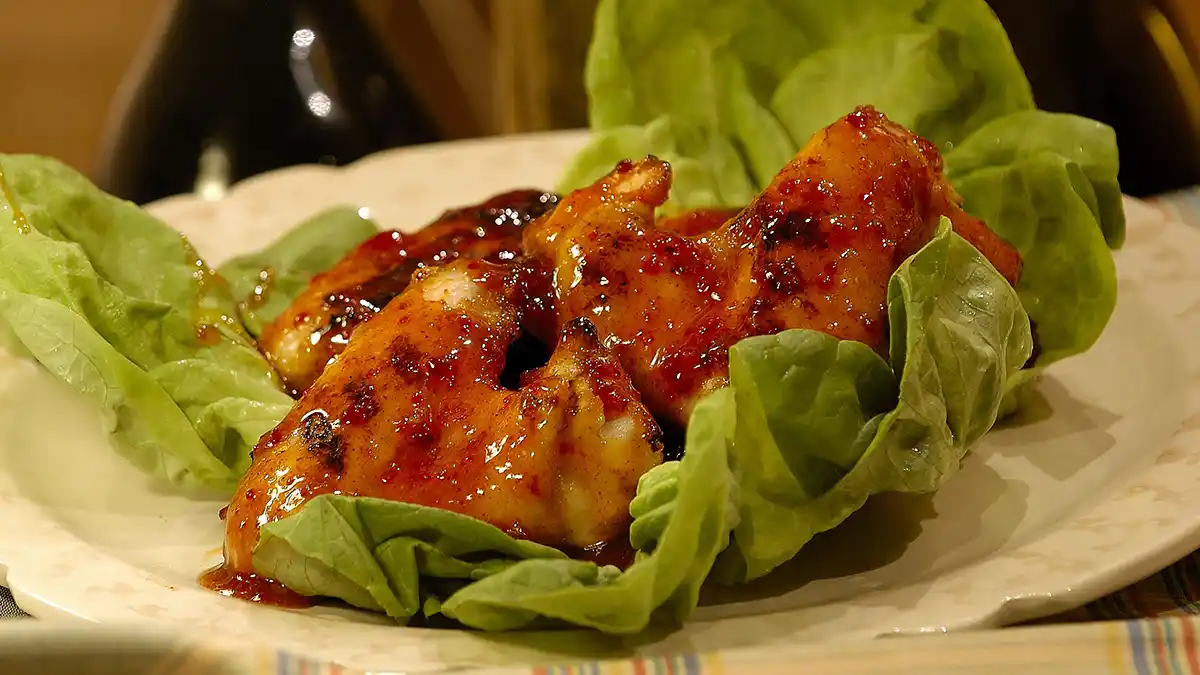 Barbecue Chicken Glazed with Loi Super Spicy Greek Pepper Sauce
